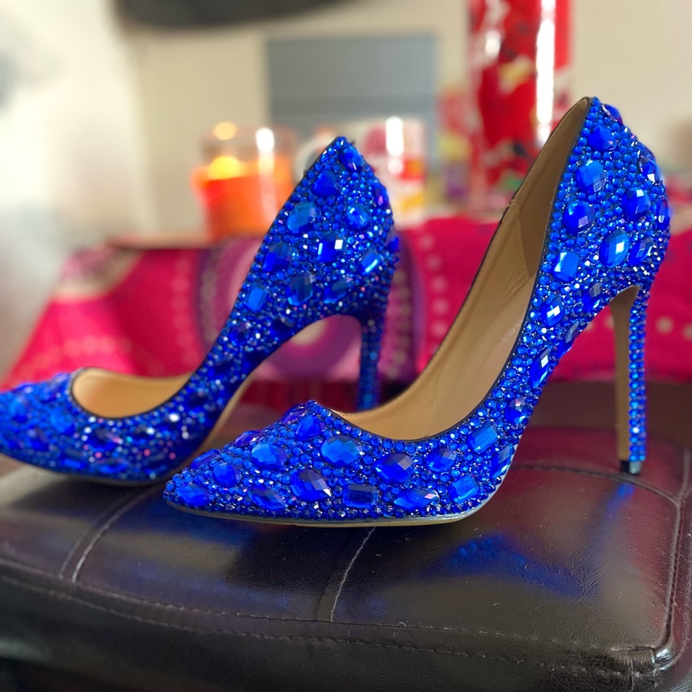 COPY - Fashion Blue High Heels Rhinestone Christmas New Year’s Women Shoes NEW …